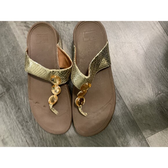 FitFlop Shoes Womens Size 11 Sandals Jeweled Snake Embossed Comfortable - Picture 2 of 7